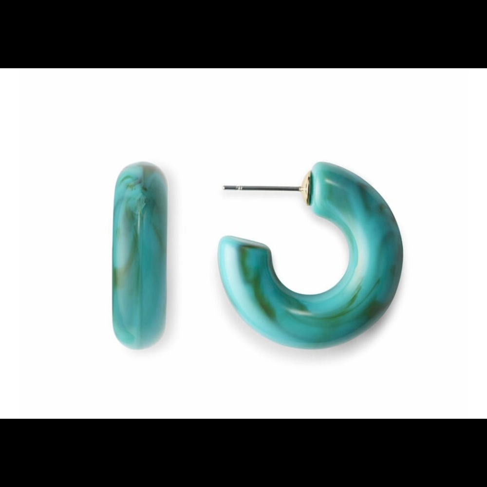 Resin Hoops are high polish gold earrings
